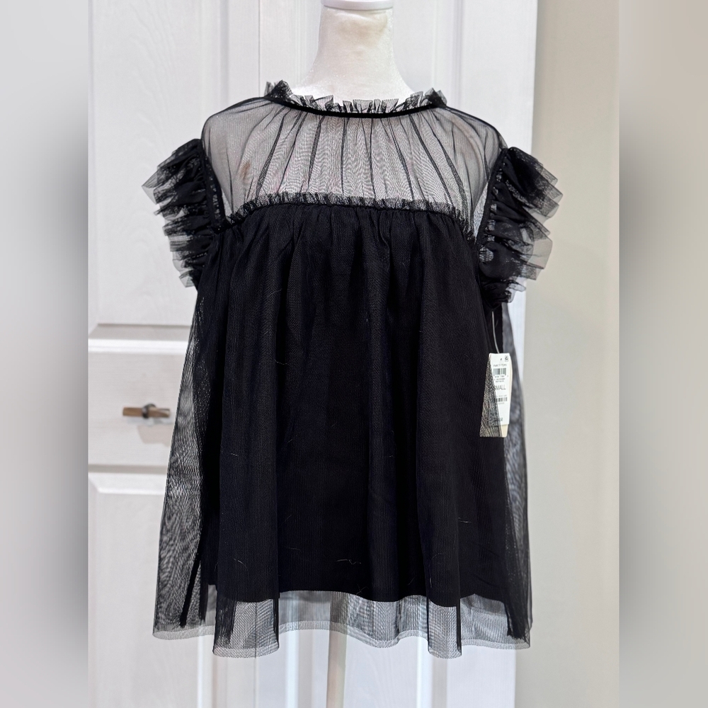 Chic Black Ruffle Sleeve Blouse